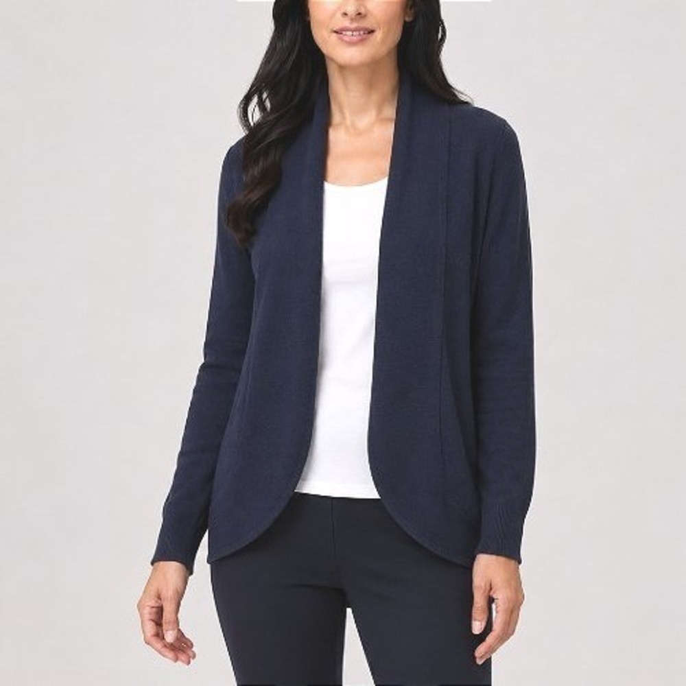 NWT 89th & Madison Navy Blue Open Front Flyaway Career Cardigan Sweater XL